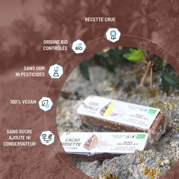 RAW PROTEIN BIO Barre Noix De Coco-cacao Gfree. BIO 50 G BOMBUS