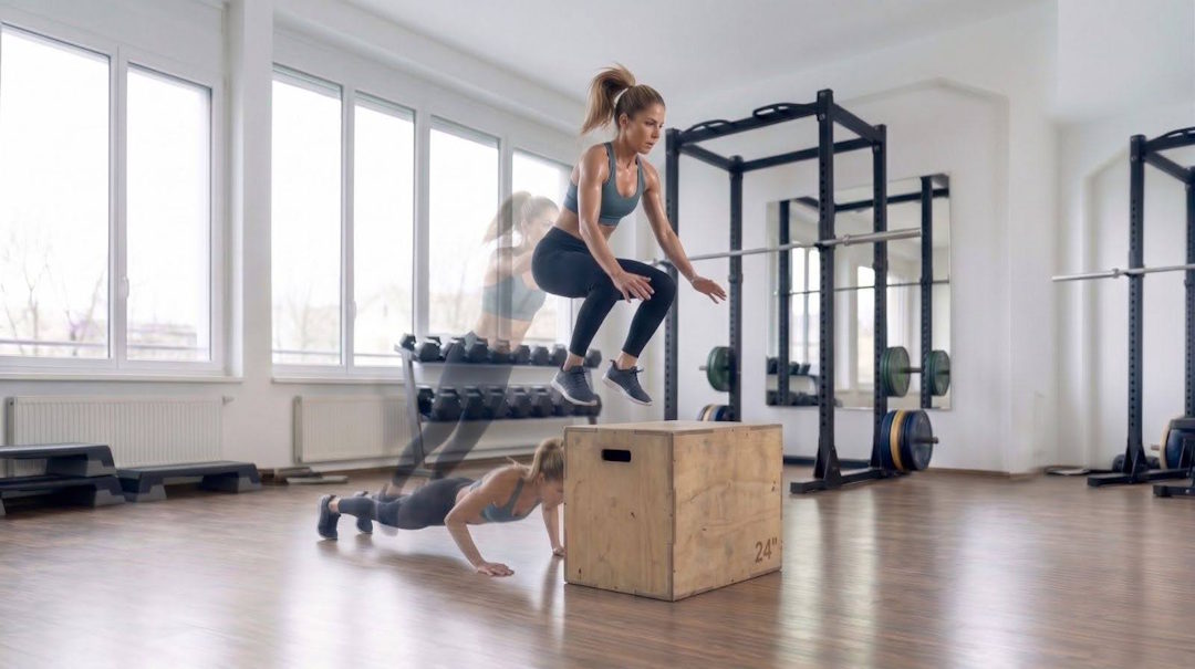 Le Burpee Box Jump est un enchaînement saut sur une boxde 