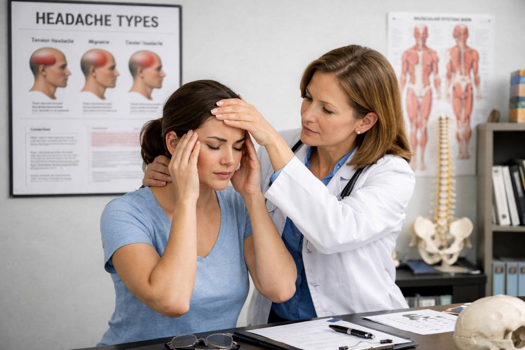 Une femme qui consulte pour une céphalée de tension