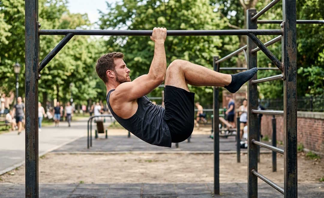 Un homme qui fait un front lever en tuck