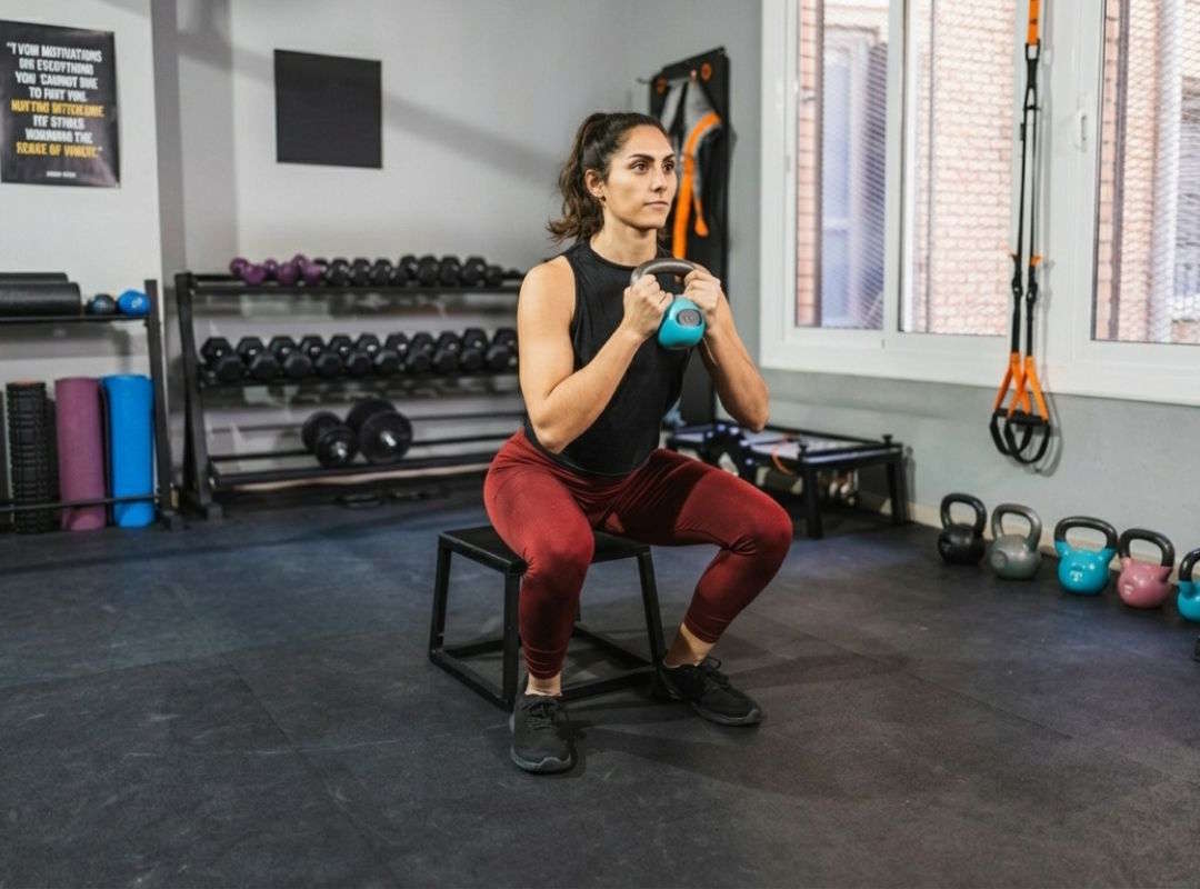 Goblet box squat