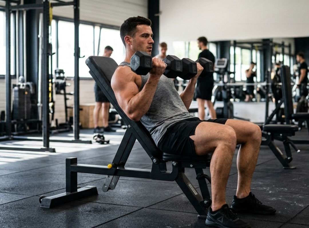 Le Curl haltères incliné et biceps