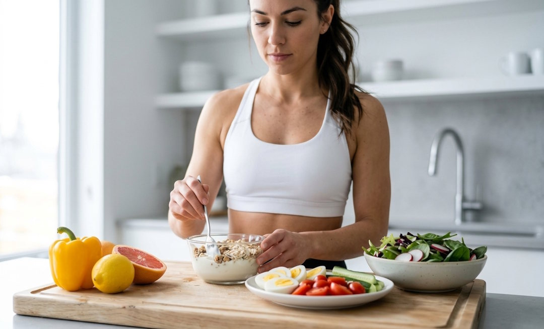 Une femme qui mange avant le sport