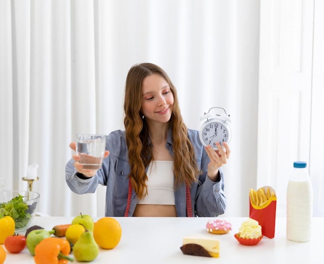 Une femme qui surveille son jeûne intermittent