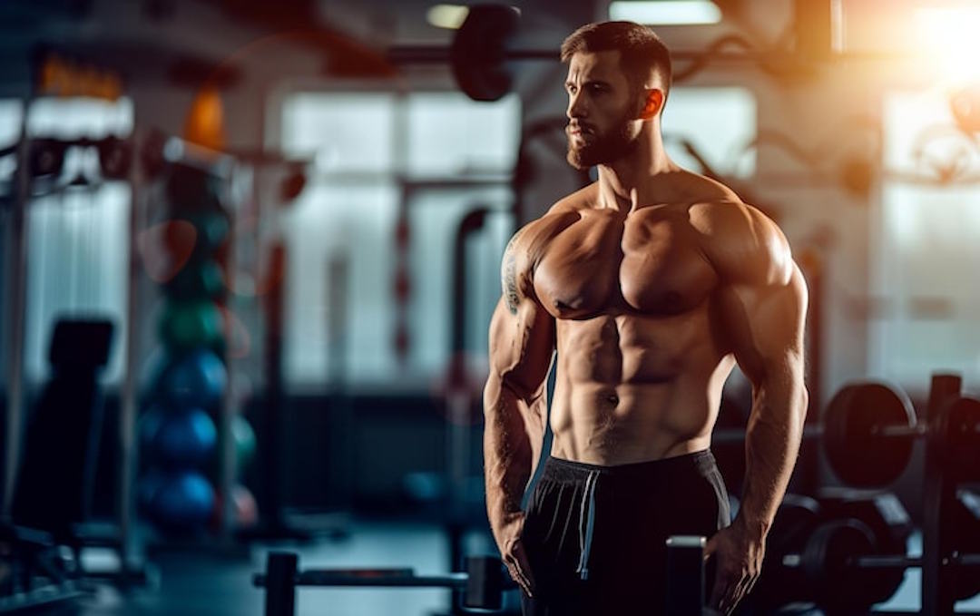 Un homme musclé qui profite des bienfaits du collagène marin