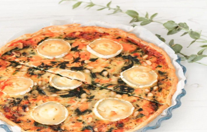 Quiche truite-chèvre-épinards