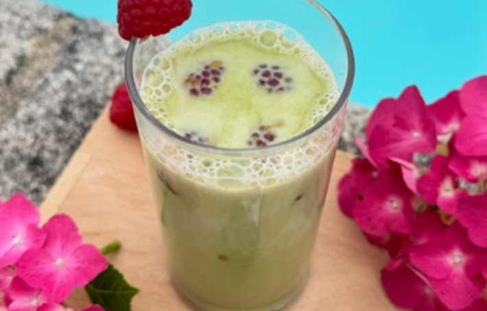 Matcha latte framboise pistache