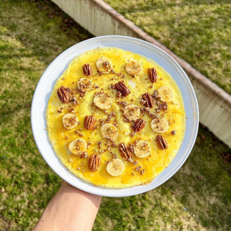Omelette banane noix de pécan