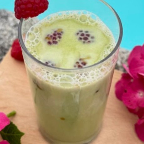 Matcha latte framboise pistache